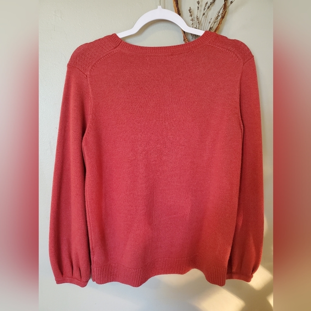 Banana Republic Womens Knit Red Baloon Sleeves Sweater - Picture 5 of 7